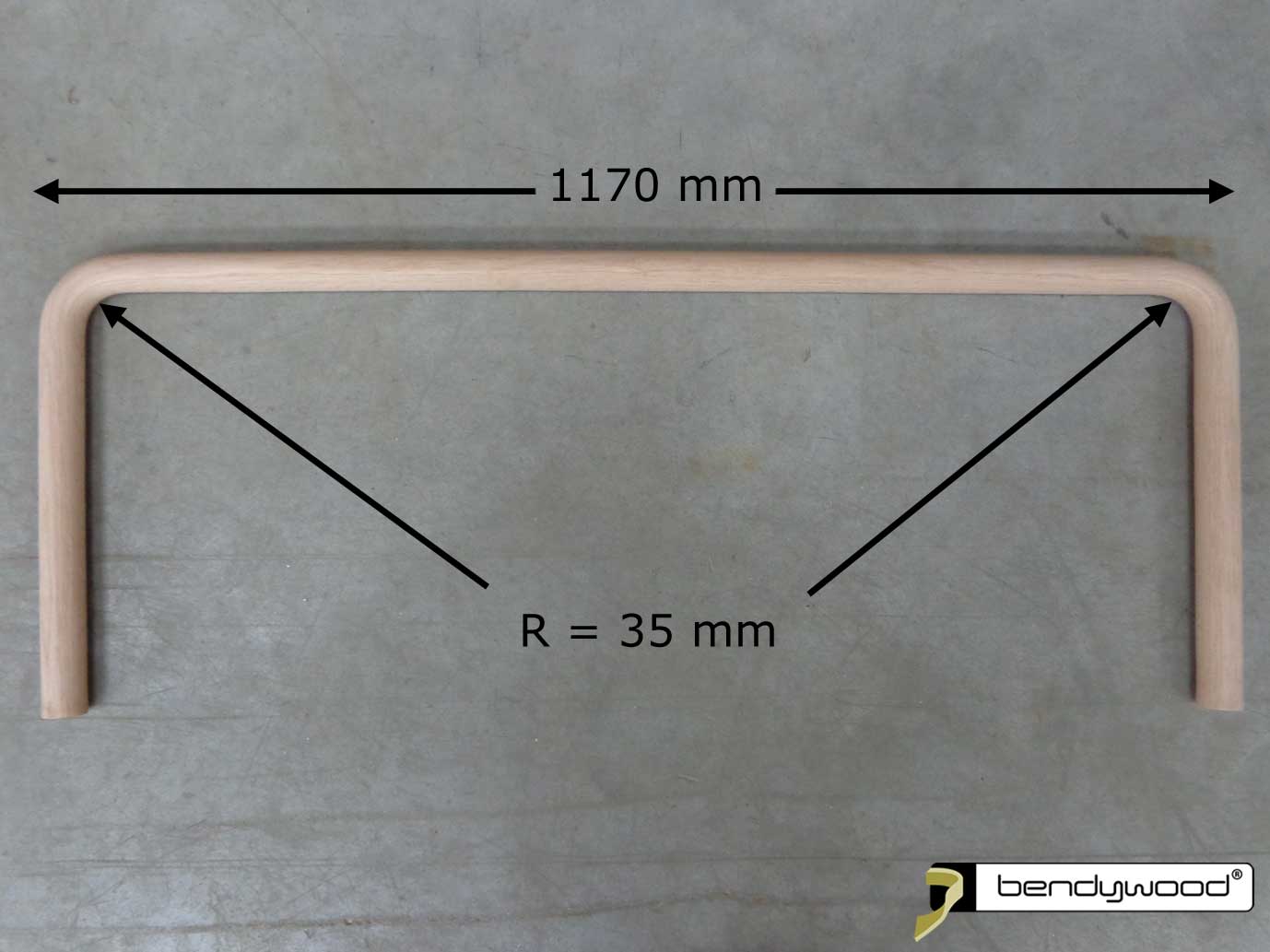 90° angle with radius 35 mm in Bendywood® lamellas